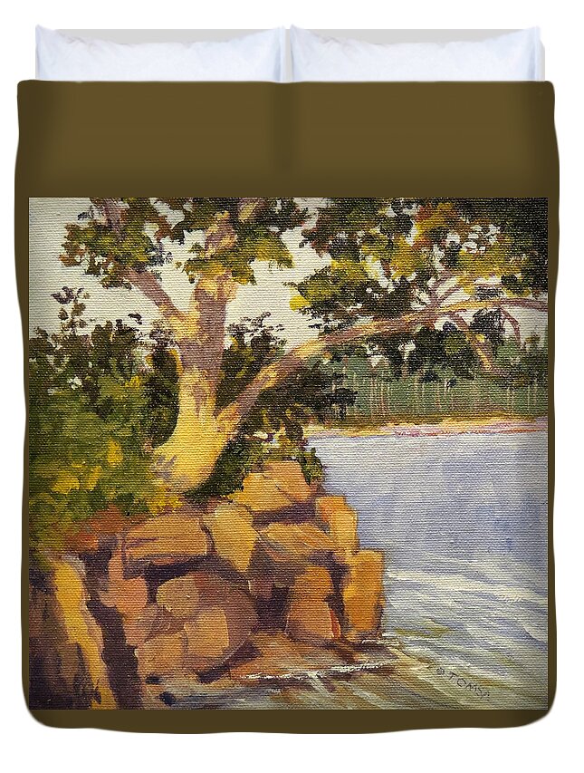 Tree At Bradford S. Point Duvet Cover featuring the painting Tree at Bradford S. Point - Art by Bill Tomsa by Bill Tomsa