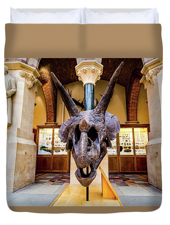 Triceratops Duvet Cover featuring the photograph Triceratops Skull #1 by Ed James