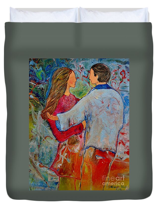 Couple Duvet Cover featuring the painting Trusting You #1 by Deborah Nell