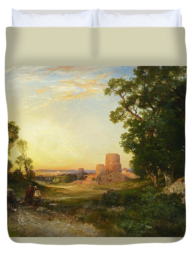 Thomas Moran Duvet Cover featuring the painting Tula the Ancient Capital of Mexico by Thomas Moran