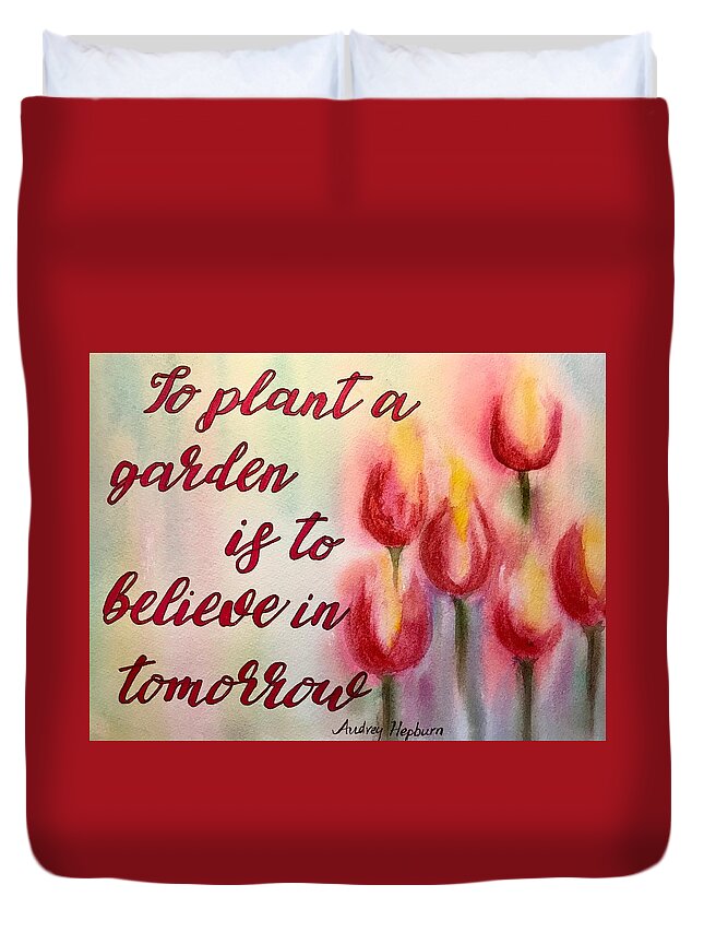 Tulips Duvet Cover featuring the painting Tulips #1 by Diane Fujimoto