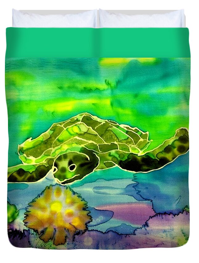 Sea Duvet Cover featuring the painting Under the Sea #2 by Beverly Johnson