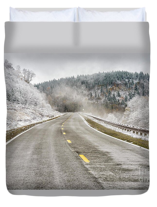 Autumn Duvet Cover featuring the photograph Unexpected Autumn Snow Highland Scenic Highway #1 by Thomas R Fletcher
