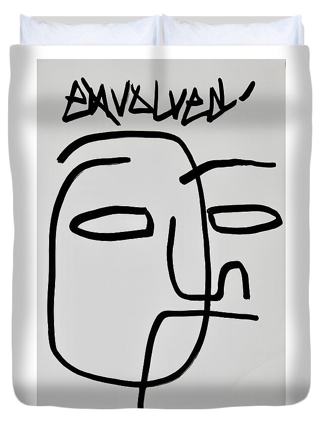 Graffiti Duvet Cover featuring the drawing evolved II by Aort Reed