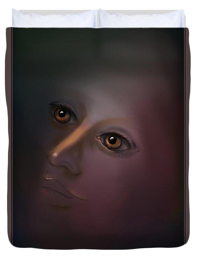 Face Duvet Cover featuring the digital art Untitled #1 by Carmen Cordova