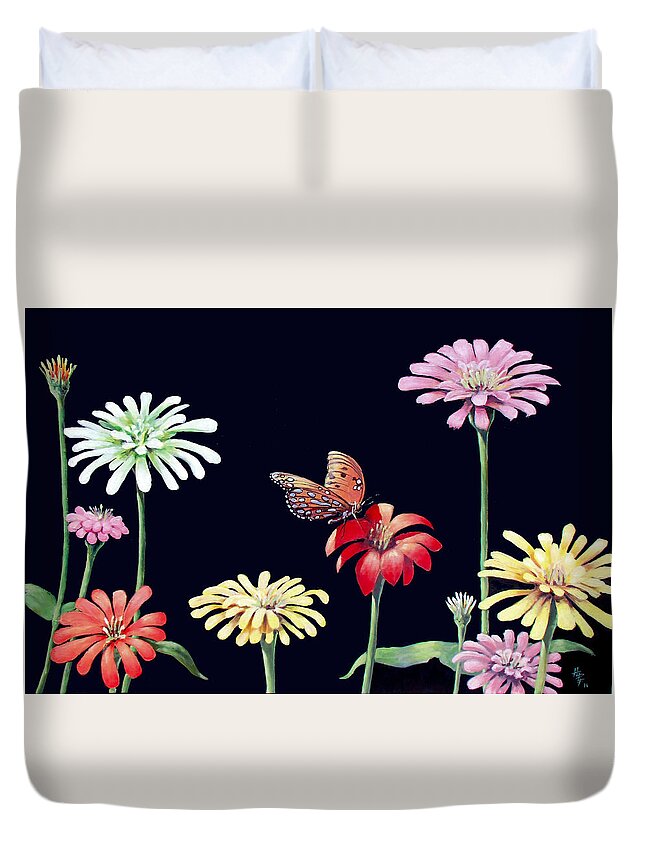 Flowers Duvet Cover featuring the painting Untitled #1 by Philip Fleischer