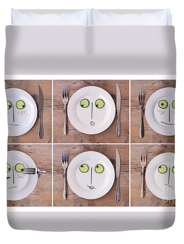 Vegetable Duvet Cover featuring the photograph Vegetable Faces by Nailia Schwarz