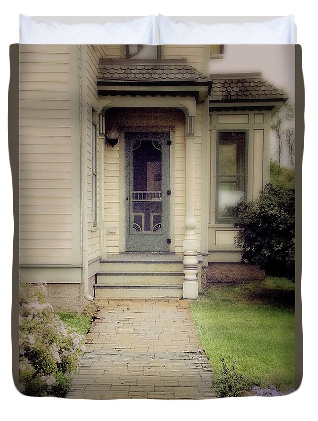 House Duvet Cover featuring the photograph Victorian Porch #1 by Jill Battaglia