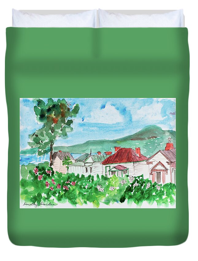 Battery Point Duvet Cover featuring the painting View From Battery Point #2 by Dorothy Darden