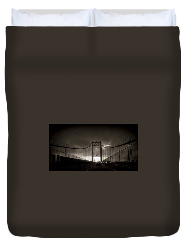 Bridge Duvet Cover featuring the photograph Vincent Thomas Bridge #1 by Joseph Hollingsworth