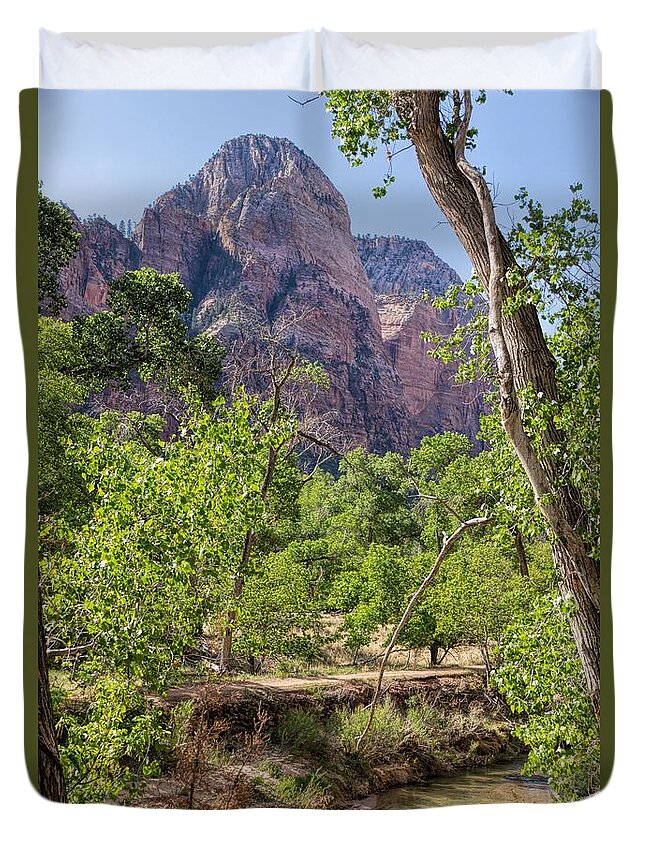 Utah Duvet Cover featuring the photograph Virgin River at Zion #1 by Peggy Hughes
