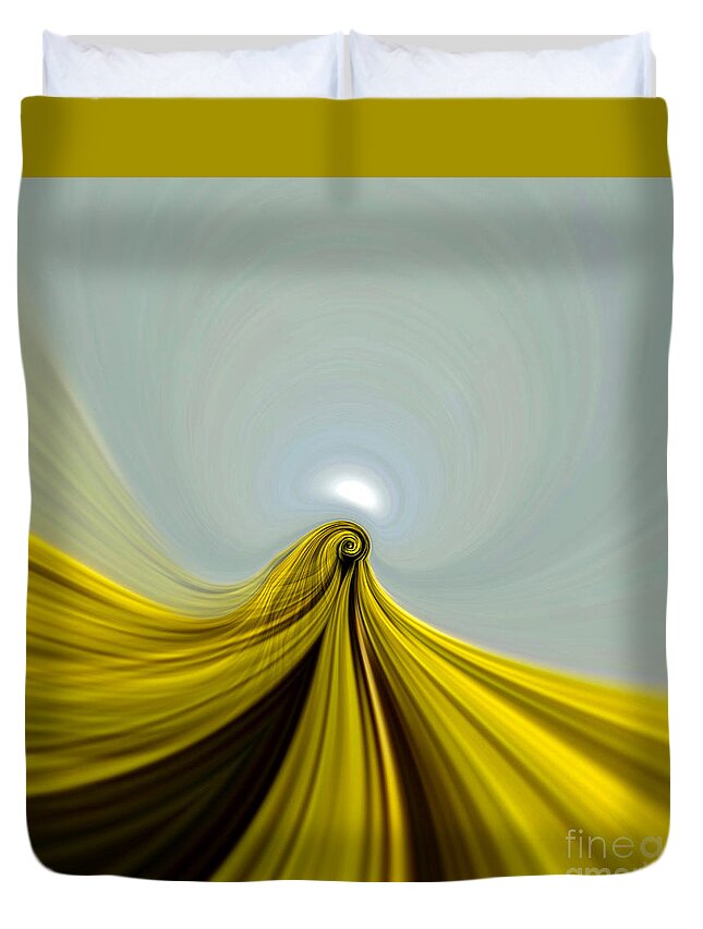 Digital Art Work Duvet Cover featuring the digital art Warped Worlds - Golden Currents No. 4 by Jason Freedman
