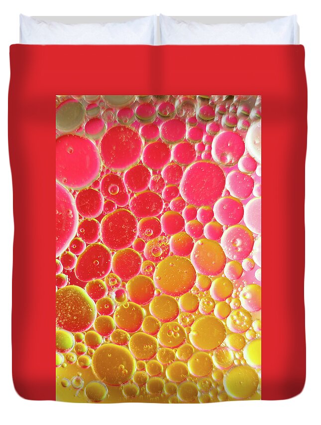 Water Duvet Cover featuring the photograph Water and oil Bubbles by Andy Myatt