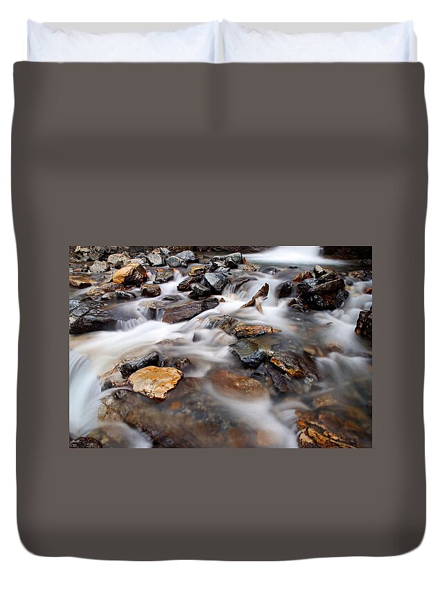 Tangle Falls Duvet Cover featuring the photograph Water on the Rocks #1 by Larry Ricker
