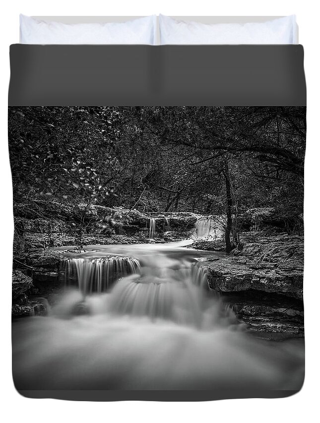 Waterfall Duvet Cover featuring the photograph Waterfall in Austin Texas by Todd Aaron