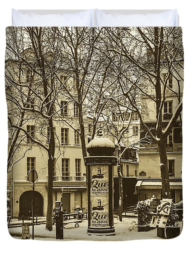 Paris Duvet Cover featuring the photograph Winter In Paris #1 by Mountain Dreams