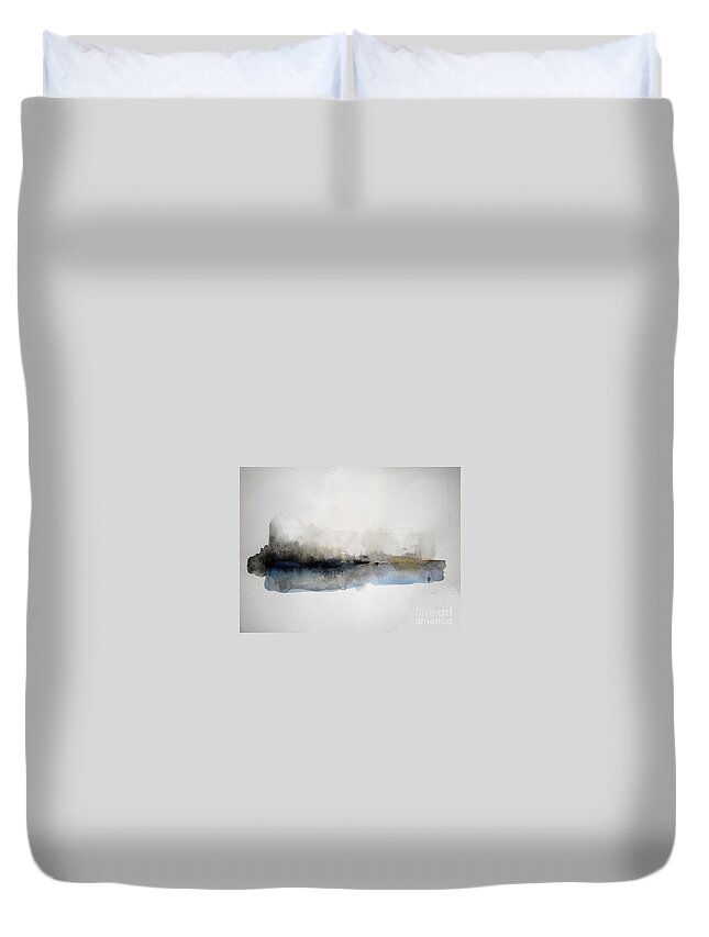 Abstract Duvet Cover featuring the painting Winter on the Lake #1 by Vesna Antic