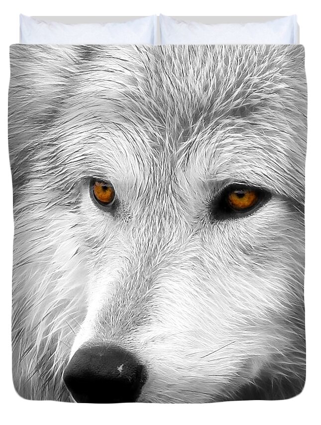Wolf Duvet Cover featuring the photograph Wolf #2 by Steve McKinzie