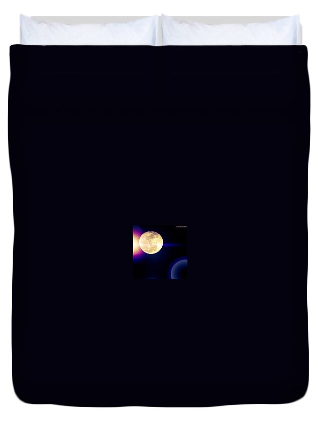 Beautiful Duvet Cover featuring the photograph Wouldn't It Be Great If The #moon And #1 by Austin Tuxedo Cat