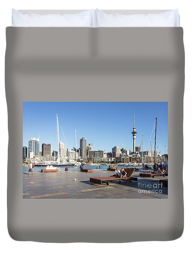 Auckland Duvet Cover featuring the photograph Wynyard Quarter, Auckland's newest and tendy waterfront neighbou #1 by Didier Marti