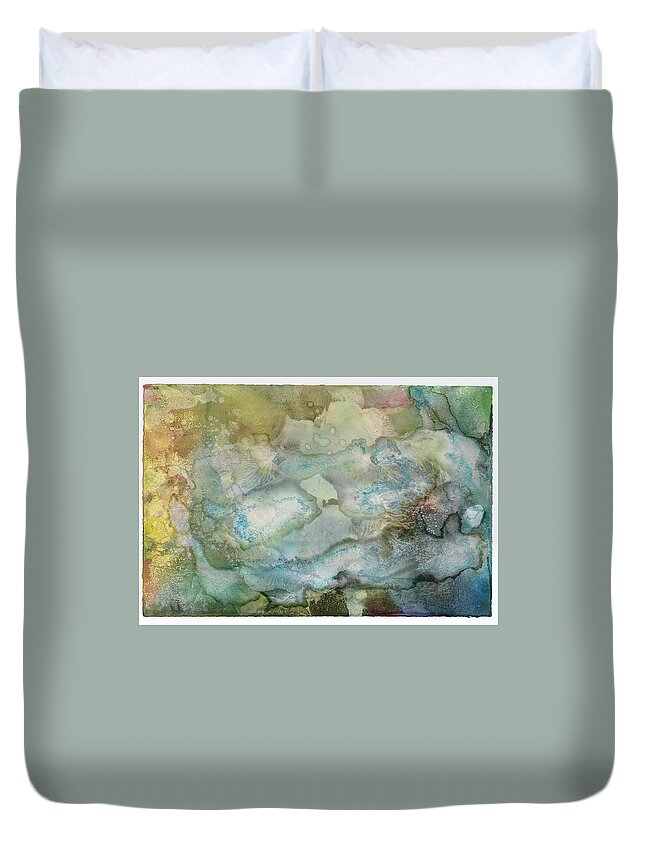 Abstract Duvet Cover featuring the painting Youniverse as an Amoeba by Sperry Andrews