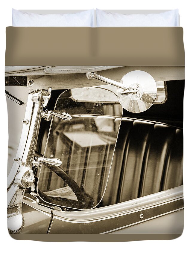 1931 Willys Convertible Car Duvet Cover featuring the photograph 1931 Willys Convertible Car Antique Vintage Automobile Photograp #10 by M K Miller