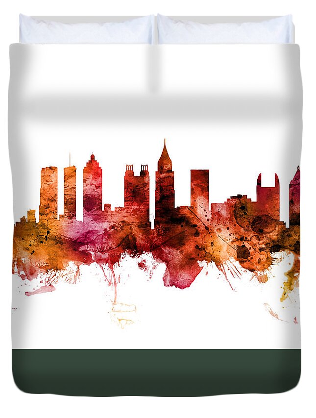 United States Duvet Cover featuring the digital art Houston Texas Skyline #12 by Michael Tompsett