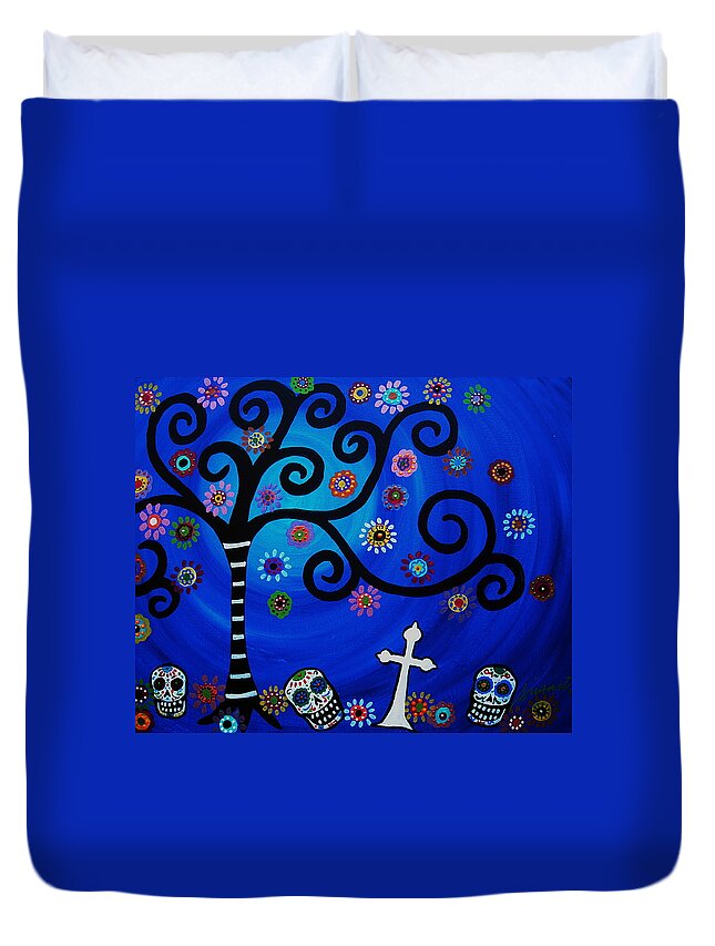 Day Of The Dead Duvet Cover featuring the painting Day Of The Dead #10 by Pristine Cartera Turkus