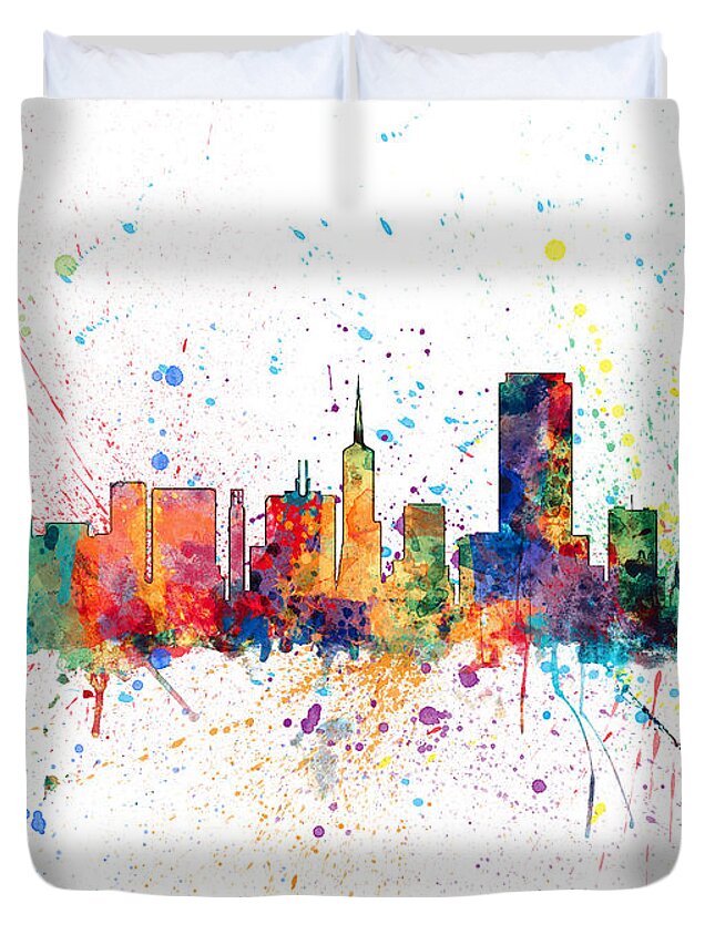 San Francisco Duvet Cover featuring the digital art San Francisco City Skyline #10 by Michael Tompsett