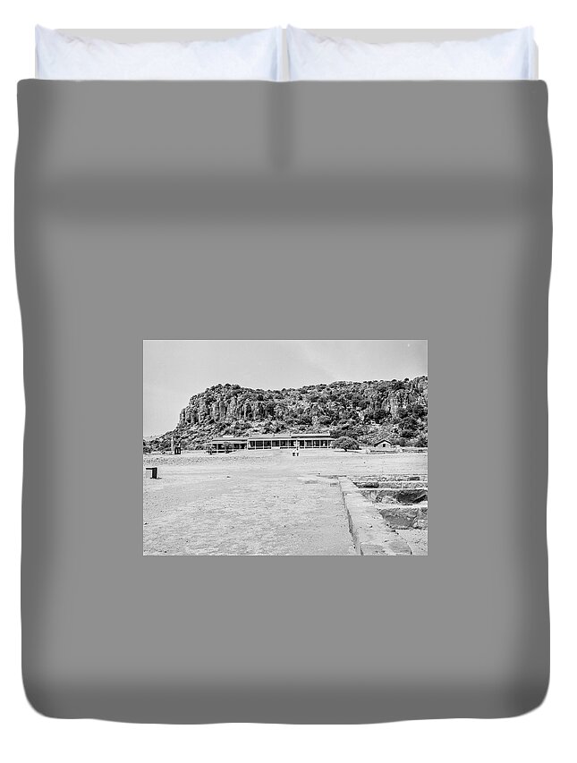 Fort Davis Duvet Cover featuring the photograph 1009.514 Fort Davis Texas Classic Black and White #1009514 by M K Miller