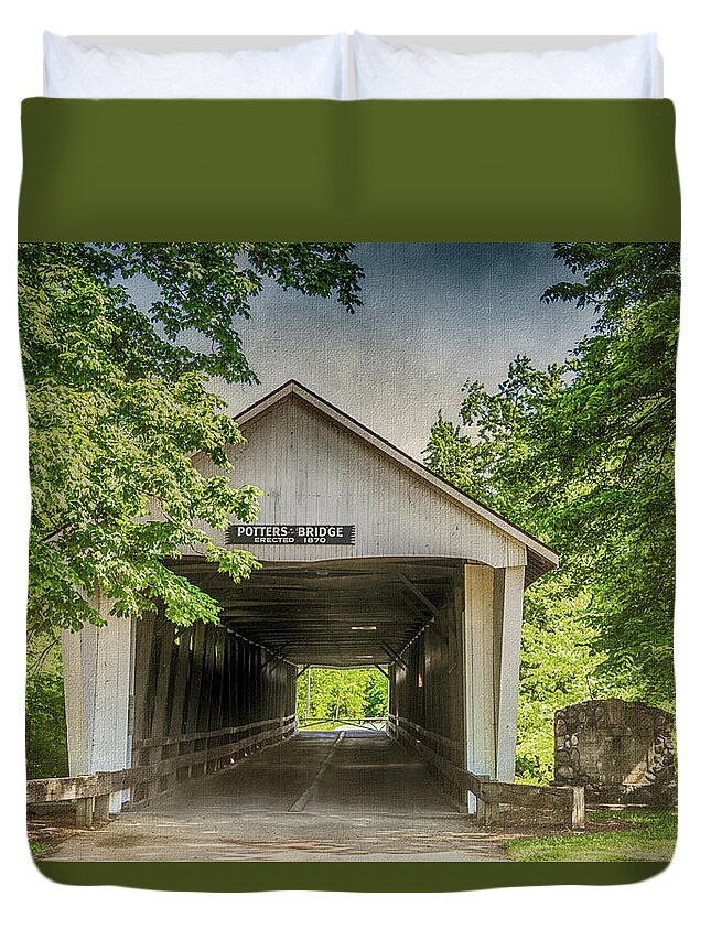 Bridge Duvet Cover featuring the digital art 10700 Potter's Bridge by Pamela Williams