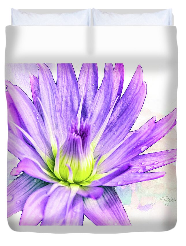 Water Lily Duvet Cover featuring the photograph 10889 Purple Lily by Pamela Williams