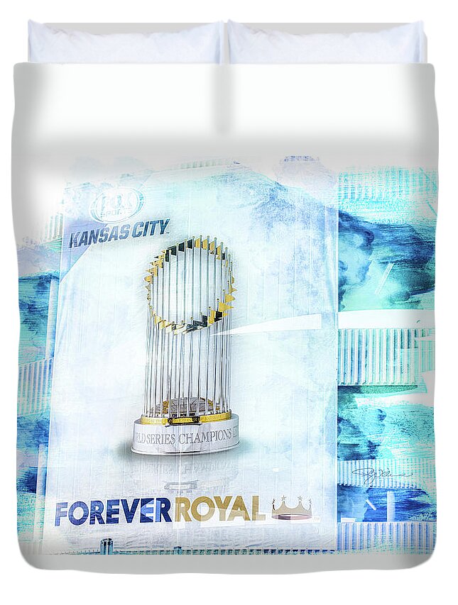 Kansas City Duvet Cover featuring the photograph 10922 World Series Trophy by Pamela Williams