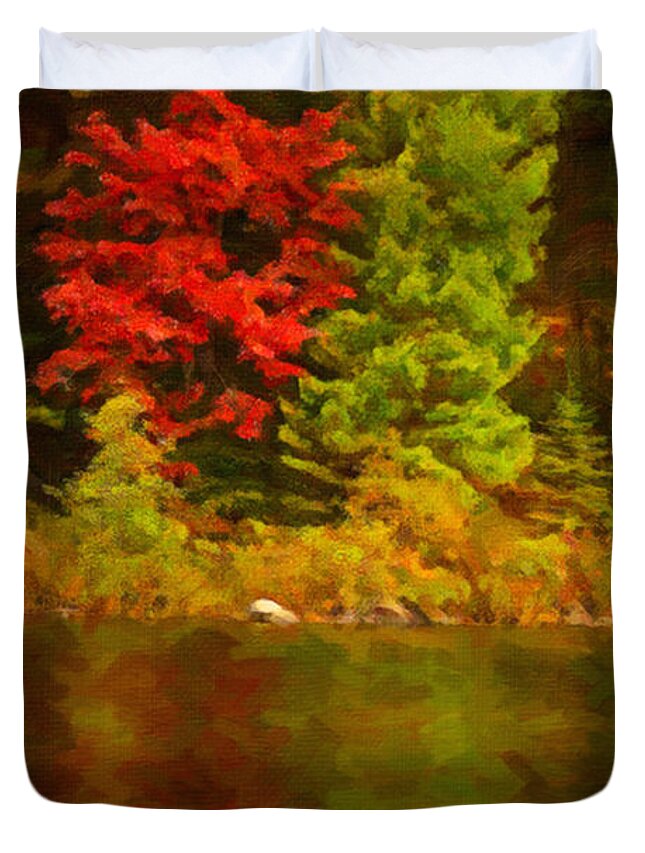 Fall Duvet Cover featuring the painting Fall Reflections #12 by Prince Andre Faubert