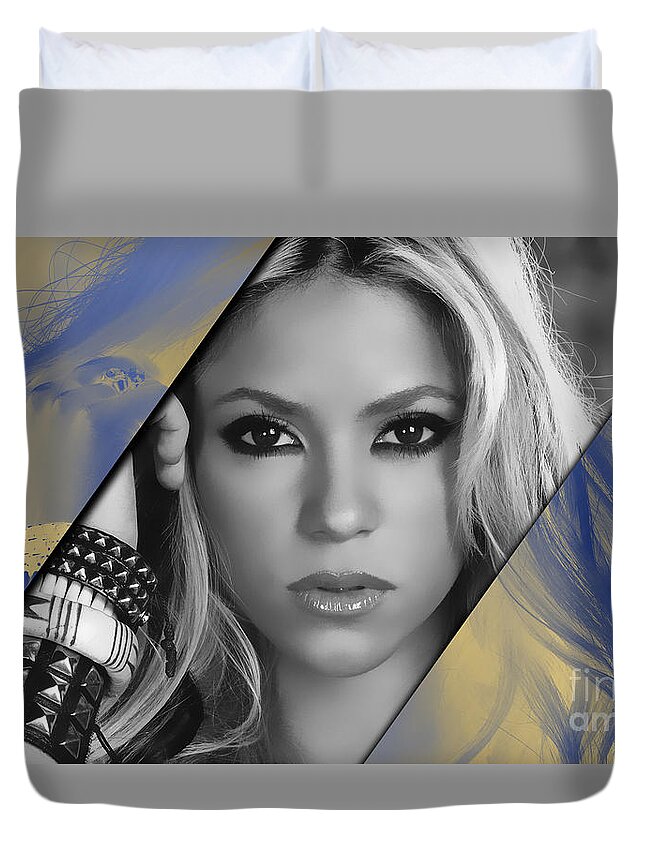 Shakira Duvet Cover featuring the mixed media Shakira Collection #13 by Marvin Blaine