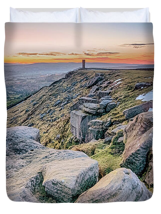 Cowling Duvet Cover featuring the photograph Sunrise in Cowling on last day of April #13 by Mariusz Talarek