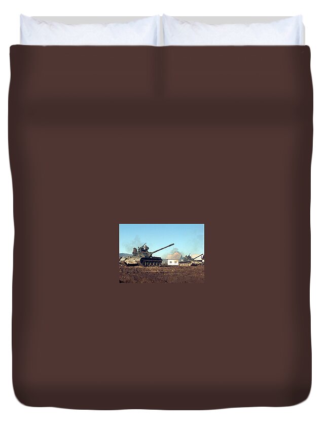 Tank Duvet Cover featuring the digital art Tank #13 by Super Lovely