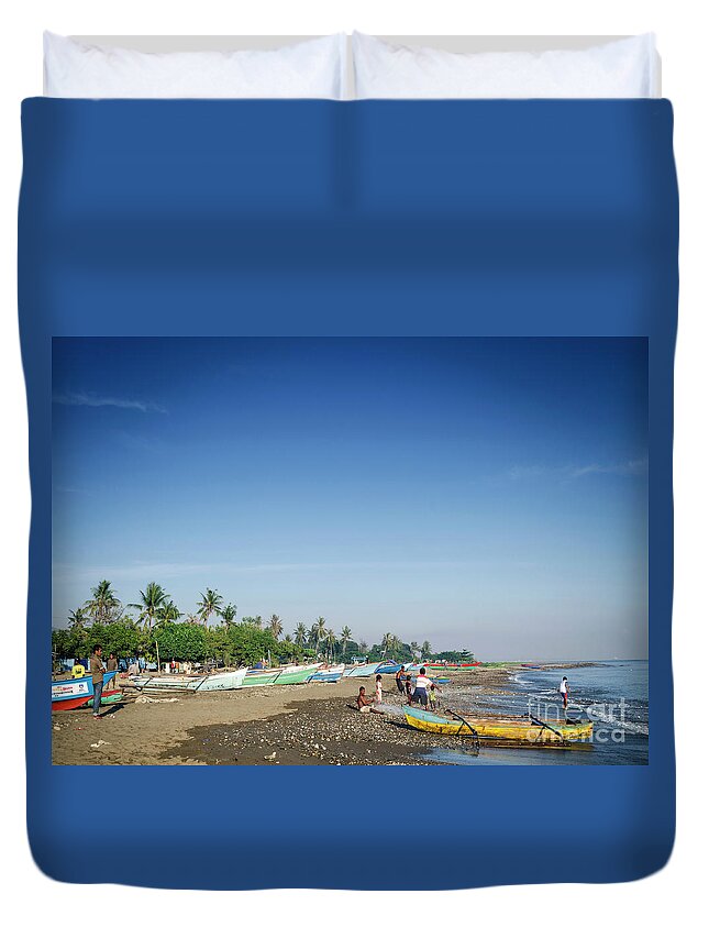 Asia Duvet Cover featuring the photograph Traditional Fishing Boats On Dili Beach In East Timor Leste #13 by JM Travel Photography