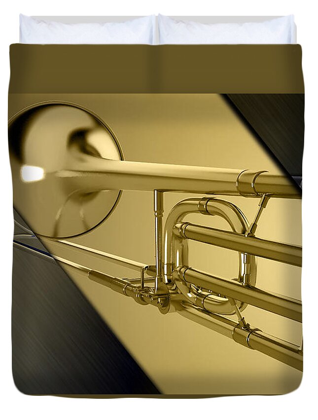 Trombone Duvet Cover featuring the mixed media Trombone Collection #14 by Marvin Blaine