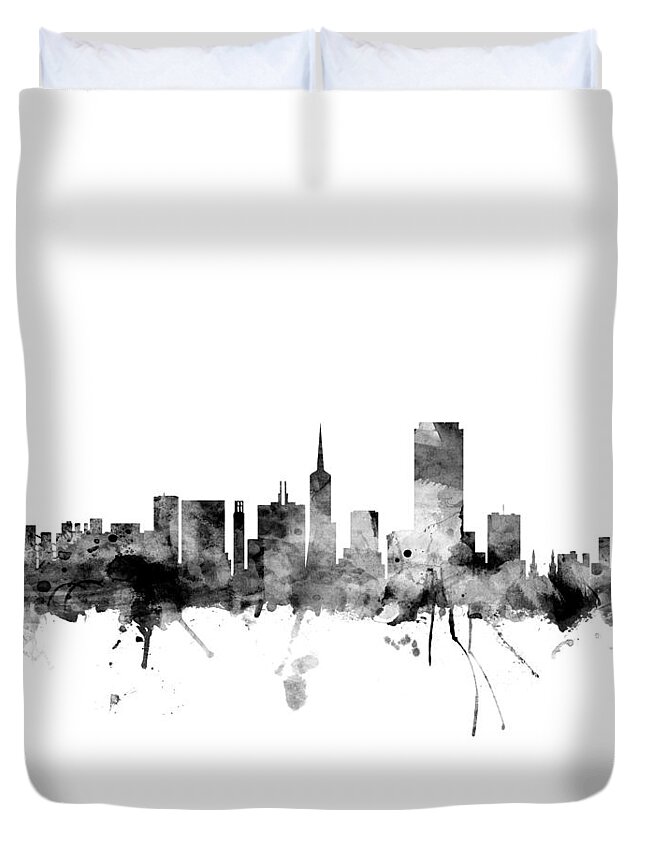 San Francisco Duvet Cover featuring the digital art San Francisco City Skyline #14 by Michael Tompsett