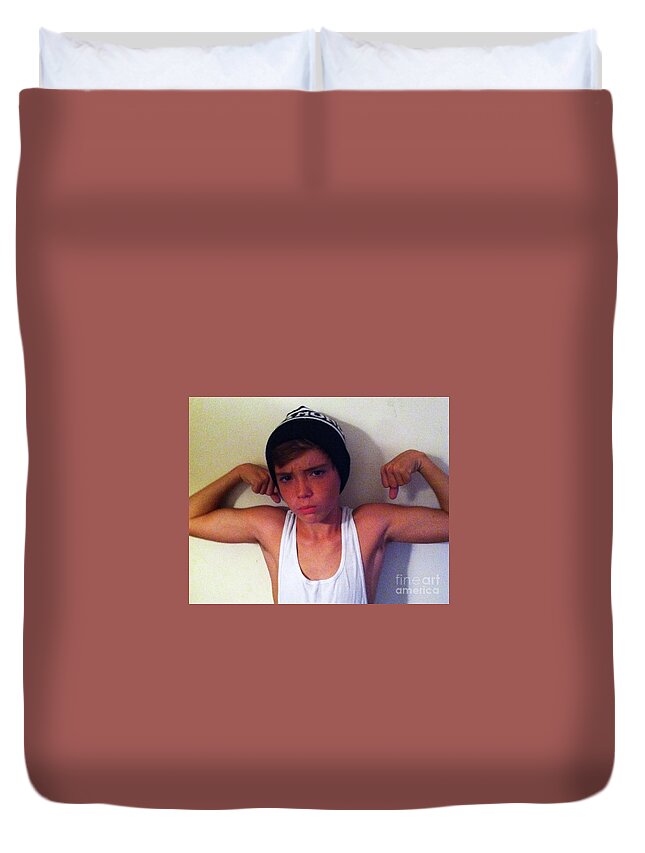 Muscles Duvet Cover featuring the photograph Age 14 by WaLdEmAr BoRrErO