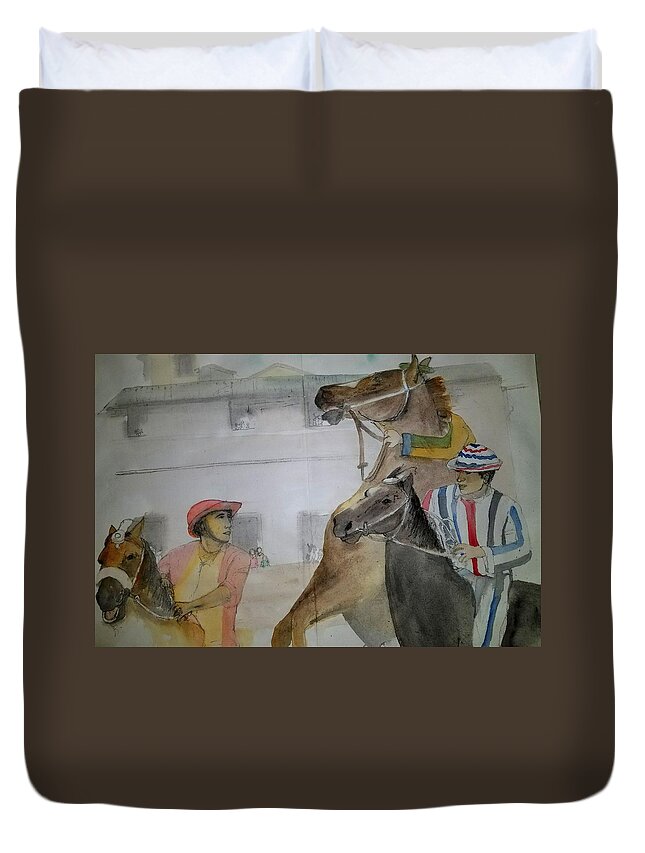 Il Palio. Siena. Italy. Horse Race. Event. Medieval Duvet Cover featuring the painting Il Palio vita album #15 by Debbi Saccomanno Chan