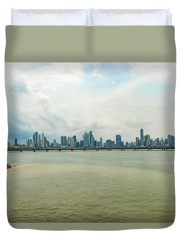 Panama Duvet Cover featuring the photograph Skyscrapers in Panama city, Panama. #15 by Marek Poplawski