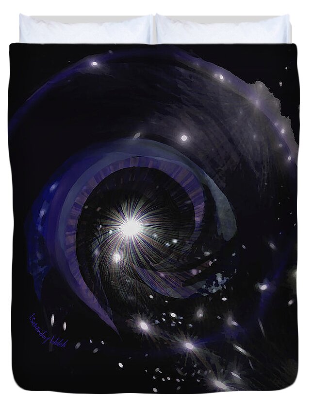  Duvet Cover featuring the digital art 1516 Black hole by Irmgard Schoendorf Welch