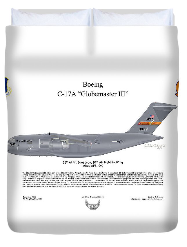 Boeing Duvet Cover featuring the digital art Boeing C-17 Globemaster III #1 by Arthur Eggers