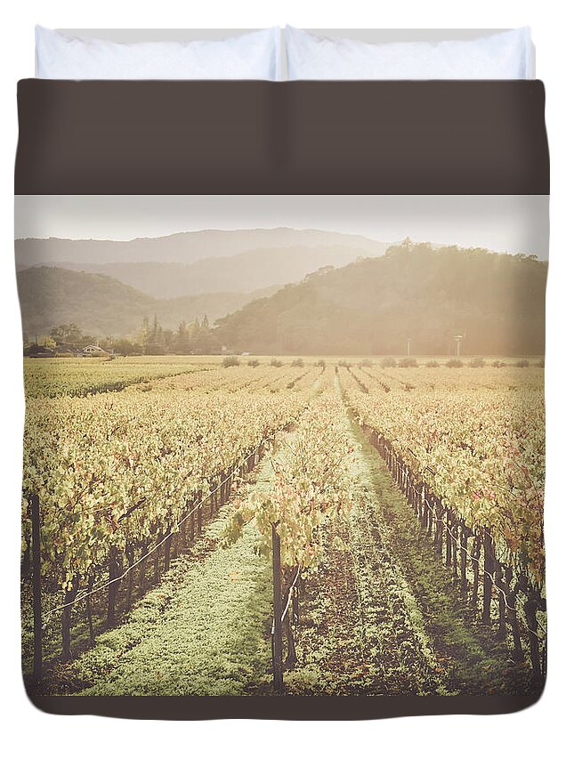 Green Duvet Cover featuring the photograph Napa Valley California Vineyard #17 by Brandon Bourdages