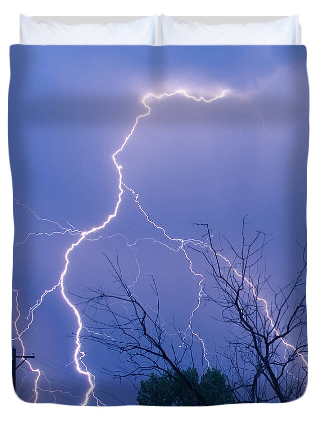 Lightning Duvet Cover featuring the photograph 17th Street Lightning Strike Fine Art Photo by James BO Insogna