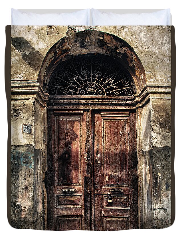 Ancient Duvet Cover featuring the photograph 1891 Door Cyprus by Stelios Kleanthous