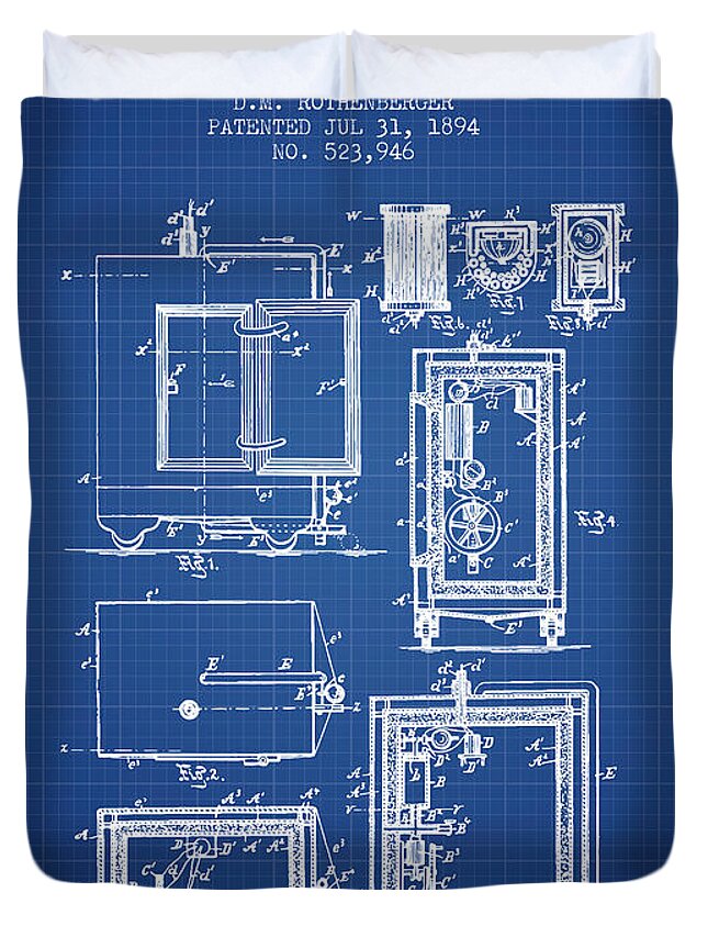 Appartement Inwoner waarom 1894 Bank Safe Patent - blueprint Duvet Cover by Aged Pixel - Fine Art  America
