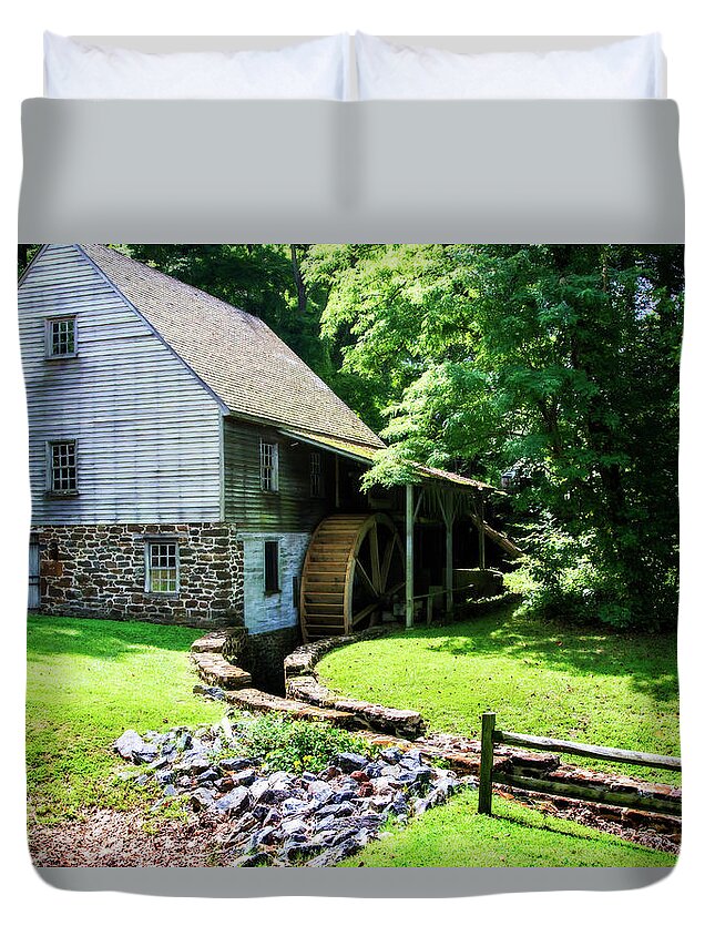 Color Duvet Cover featuring the photograph 18th Century Grist Mill -2 by Alan Hausenflock